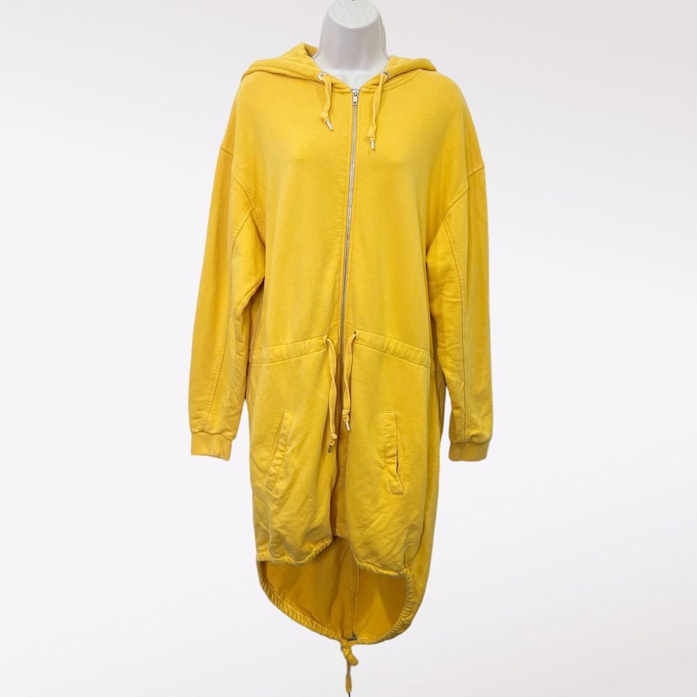 Asos Jacket Men's Sz S Yellow Hoodie Jersey Parka Oversized Zip Fishtail Pockets